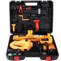 Yellow electric car jack set with wrench in carrying case for roadside tyre changes