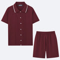 Business casual two-piece set with short sleeve top and shorts in Tencel viscose fabric