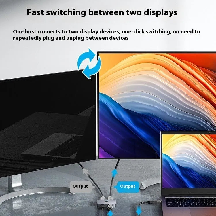 Grey alloy cable separator for HD computer audio and video two-way conversion to television line.