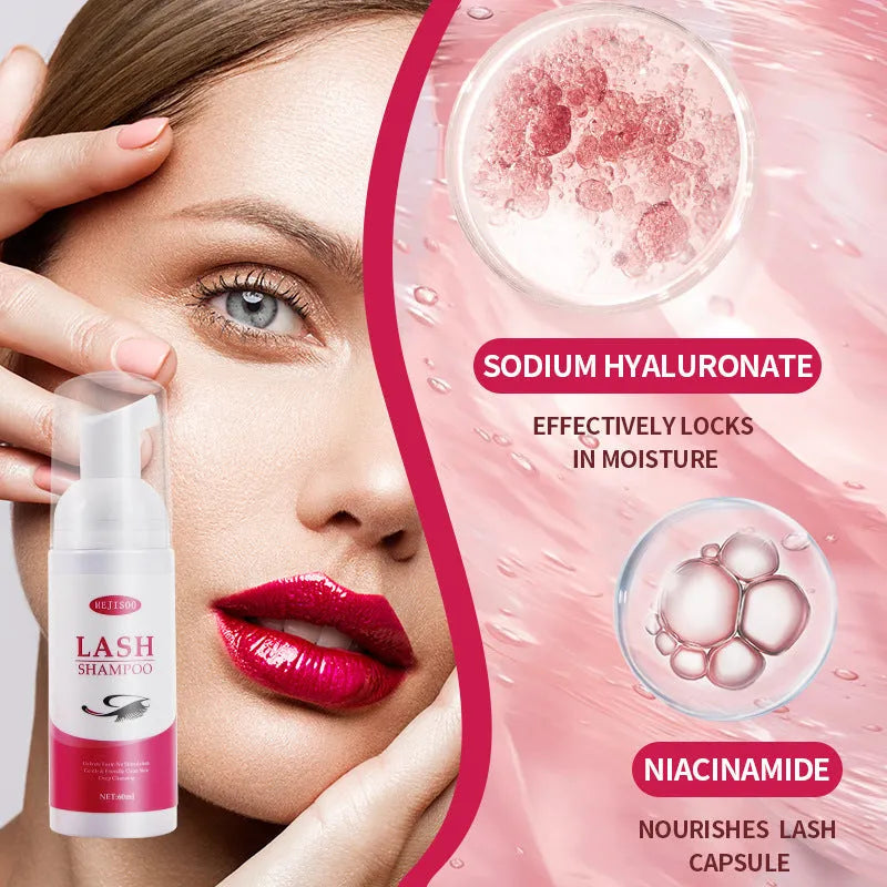 60ml lash shampoo mousse eyelash cleaning solution in 3.7cm bottle