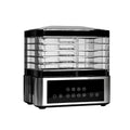 Silver stainless steel fruit dehydrator with 14 litre capacity and temperature control dial