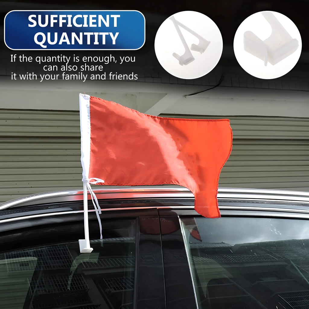 Ten white PP plastic car window flag pole holder mount clips.