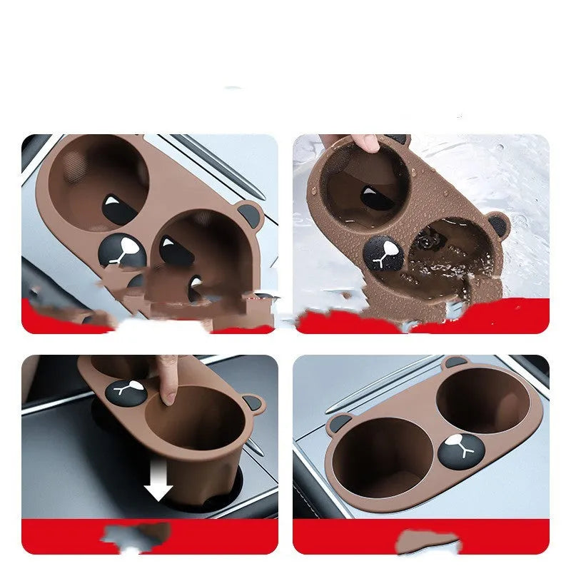 Silicone car cup holder insert in grey colour for drink stabilisation