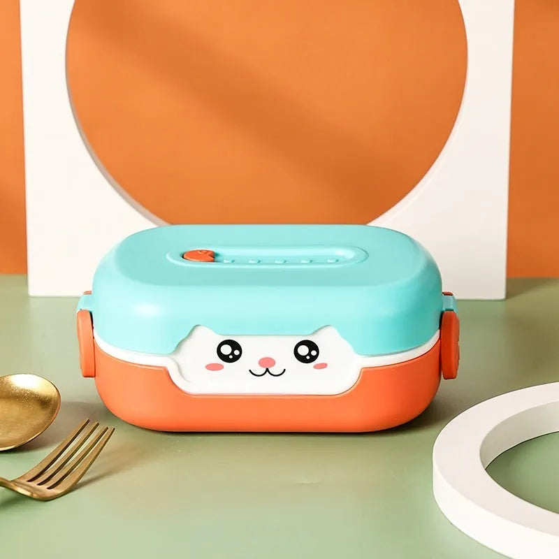 Square plastic divided lunch box with microwave-safe design in solid colour options
