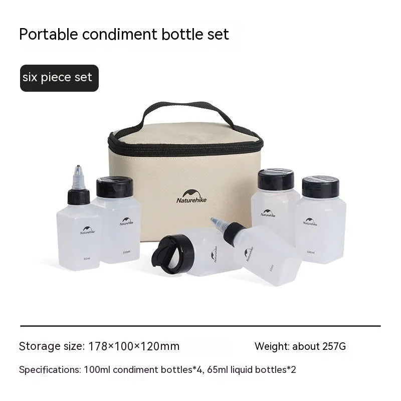 Naturehike portable six-piece plastic seasoning bottle set for outdoor cooking