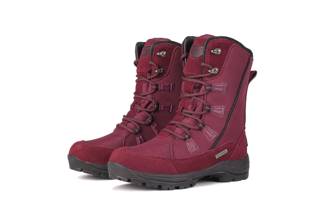 Women's mid-calf thermal snow boots in genuine leather with round toe, available in multiple colours