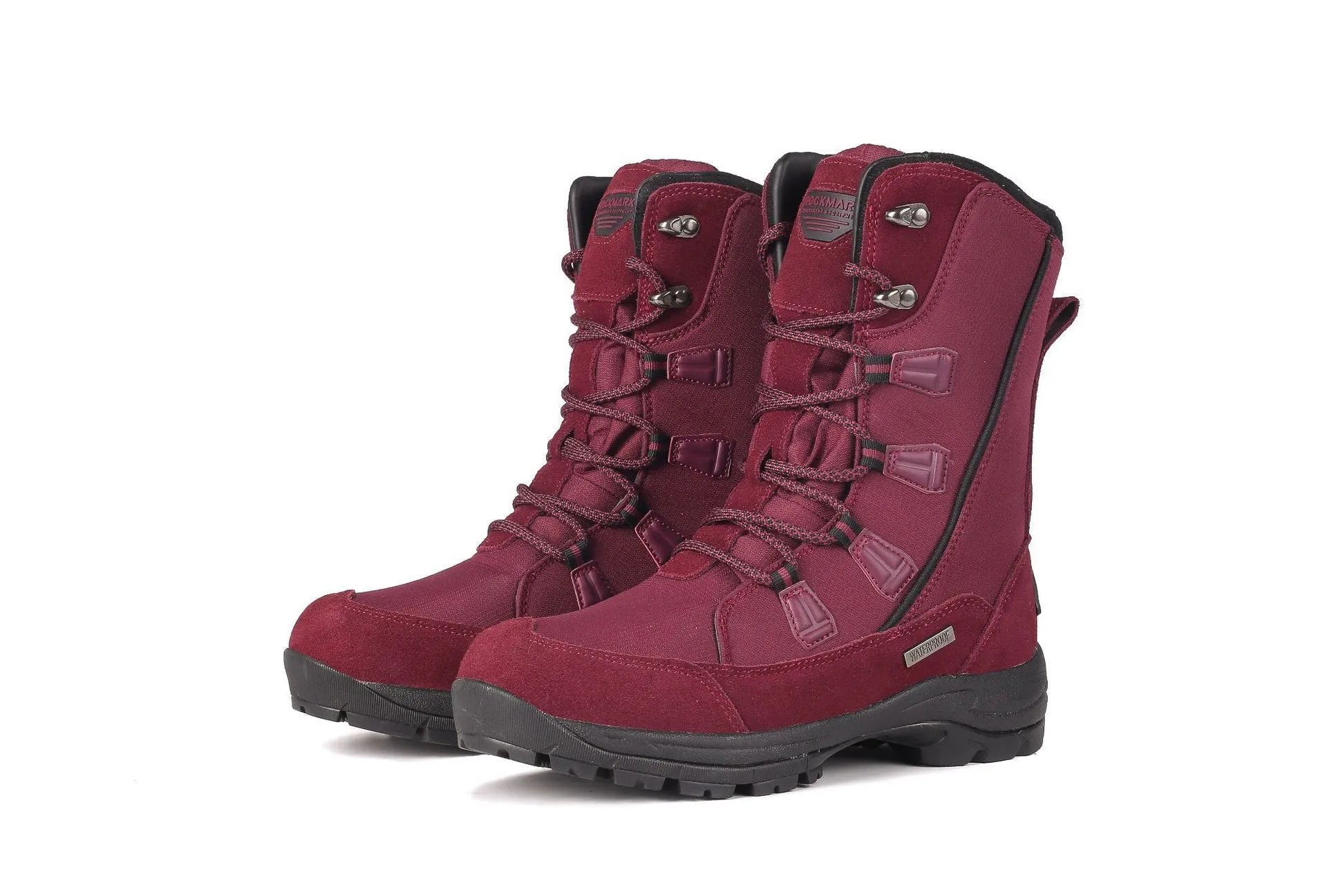 Women's mid-calf thermal snow boots in genuine leather with round toe, available in multiple colours