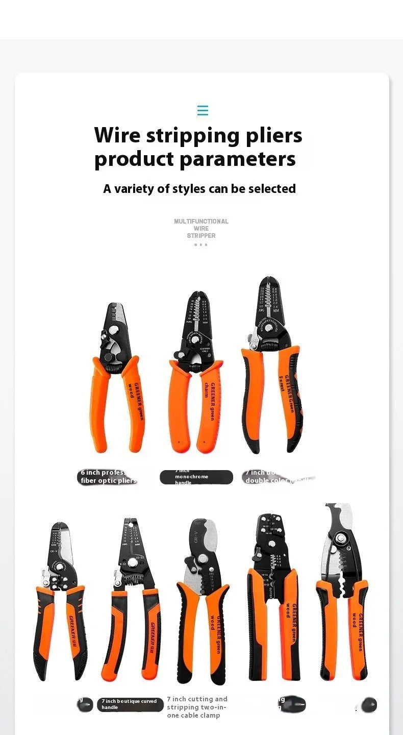Fully automatic wire stripping pliers made from high carbon steel and 45 steel in a box.
