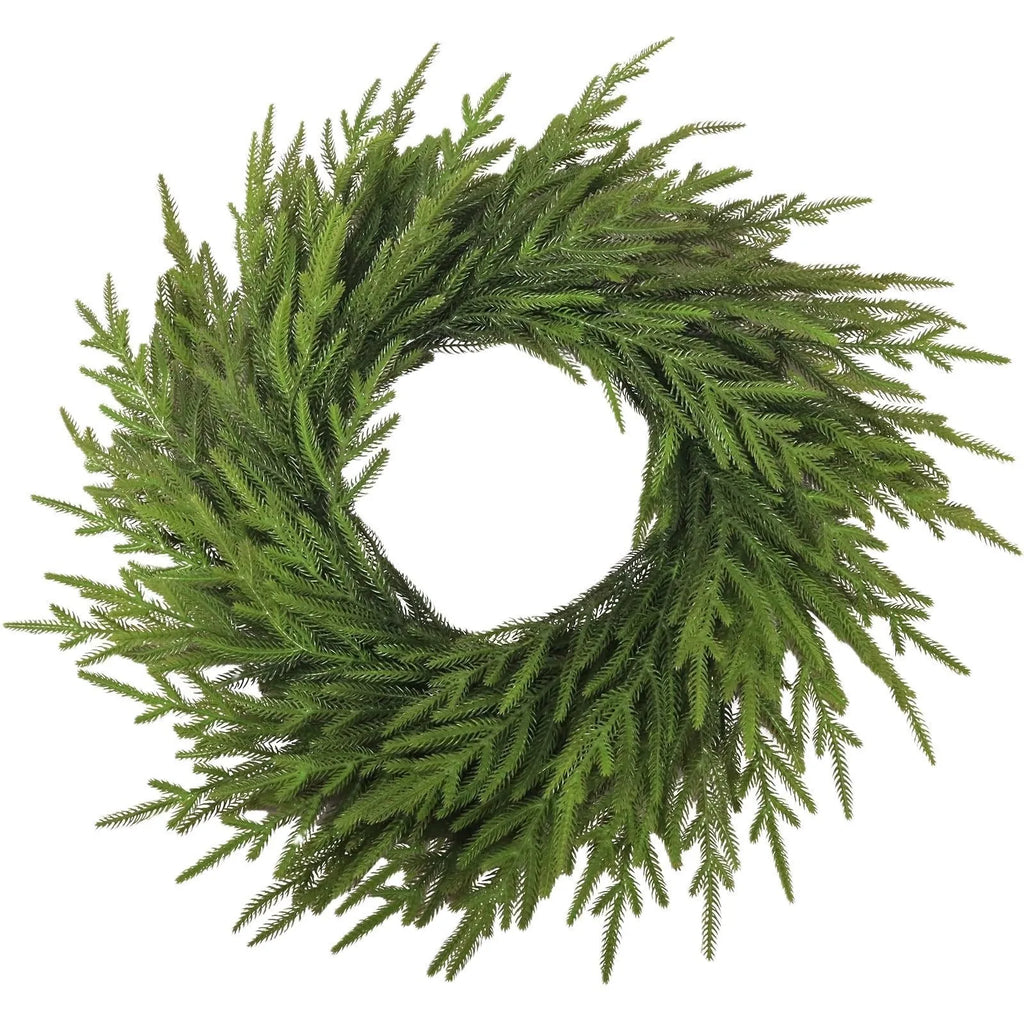 PE plastic front door garland in American country style, 60cm long with green leaves.
