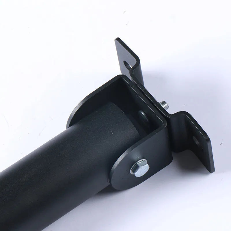 Steel wall-mounted barbell rack with 25 tubes for holding barbell bars.