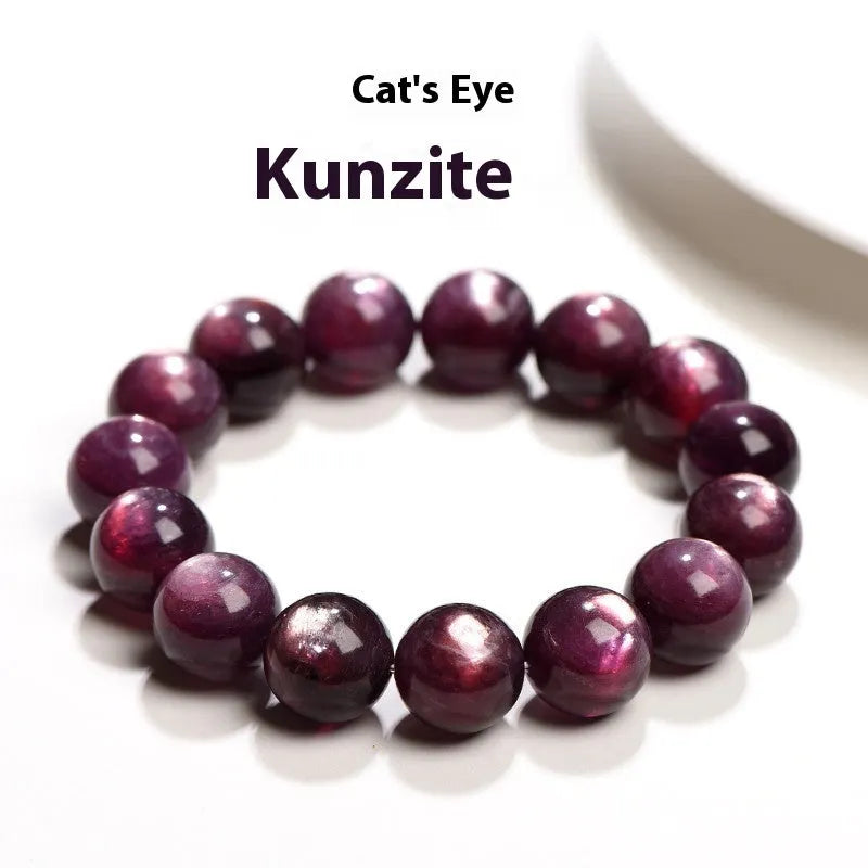 Natural purple lepidolite crystal bracelet with polished round beads in multiple size options