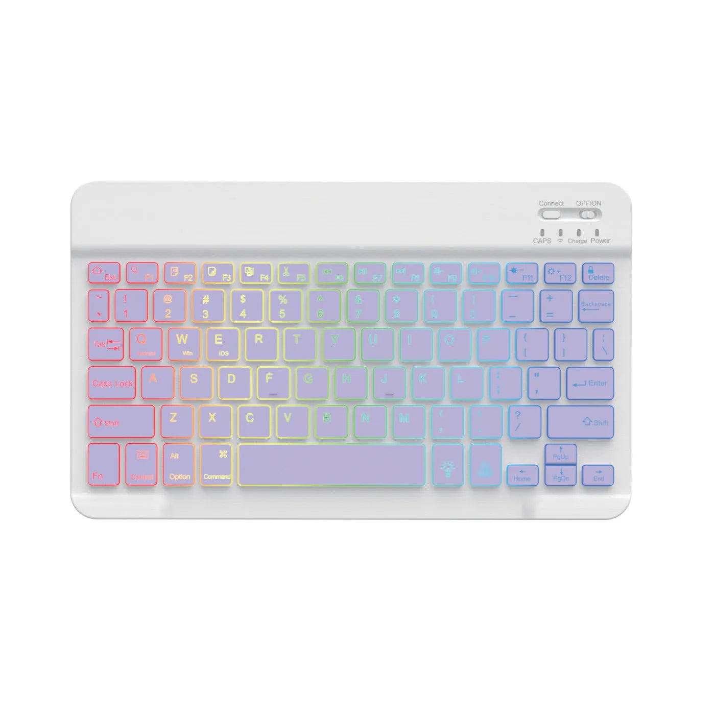 10-inch backlit Bluetooth keyboard for tablets with colourful RGB lighting in seven colour options