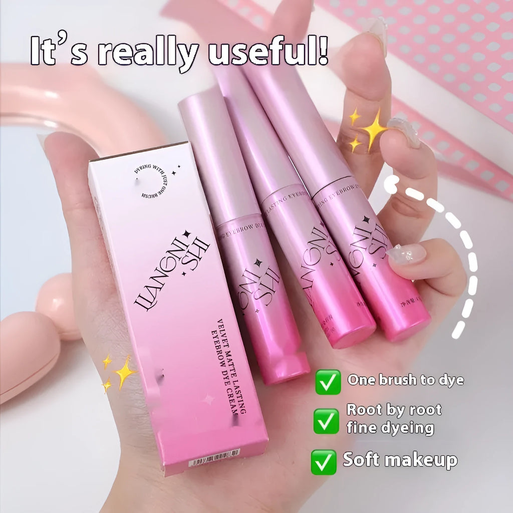 Pot of long-lasting eyebrow cream in grey, brown, black shades with 4.5g net content.