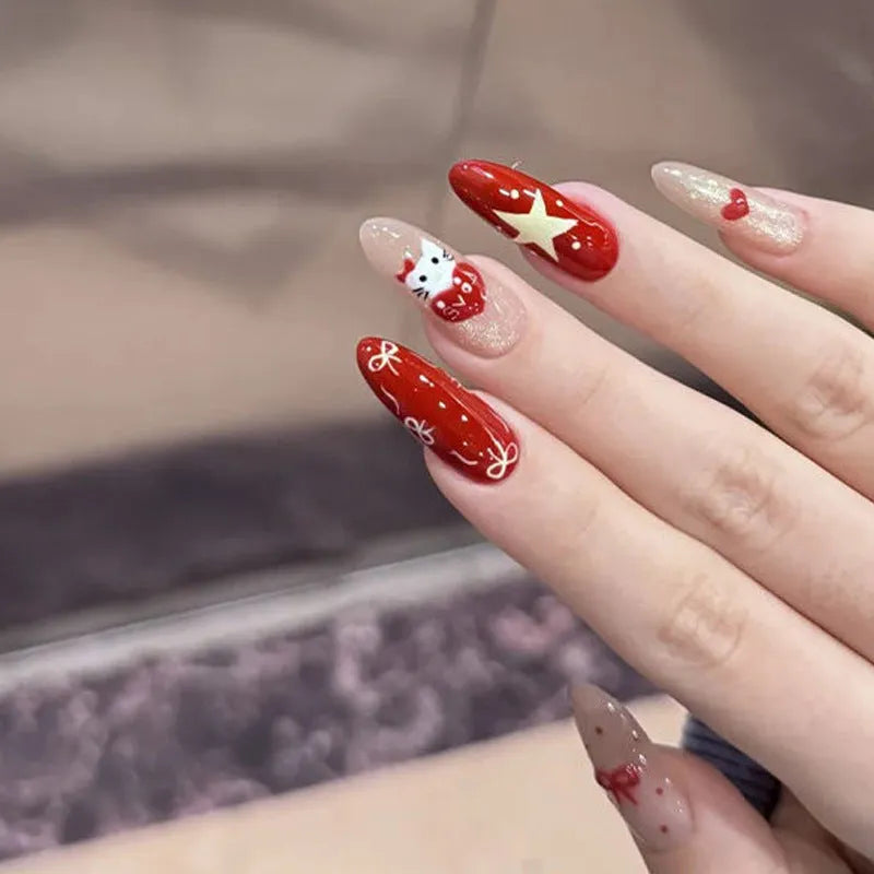 Sweet Girl coffin-shaped false nails with extra 10mm length for gel polish application