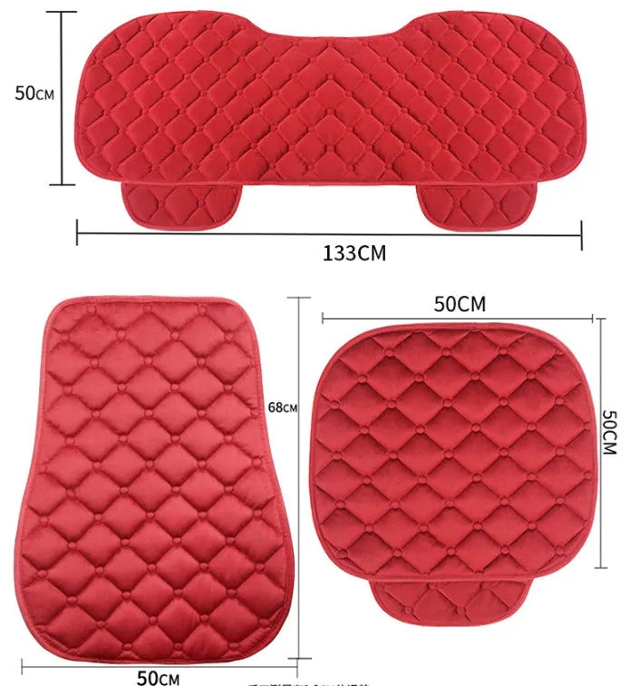 Cotton ringer plush car seat cushion in burgundy colour for winter driving comfort