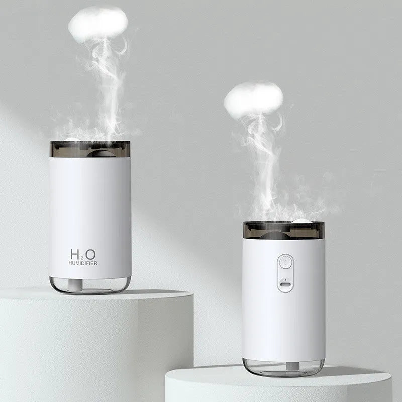 Jellyfish smoke ring USB humidifier with warm night light in white, pink or blue colours