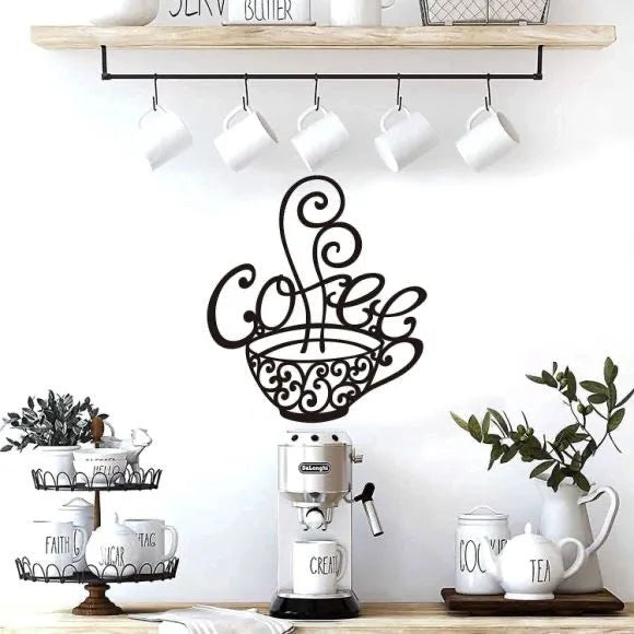 Black iron wall decoration with English letters silhouette design