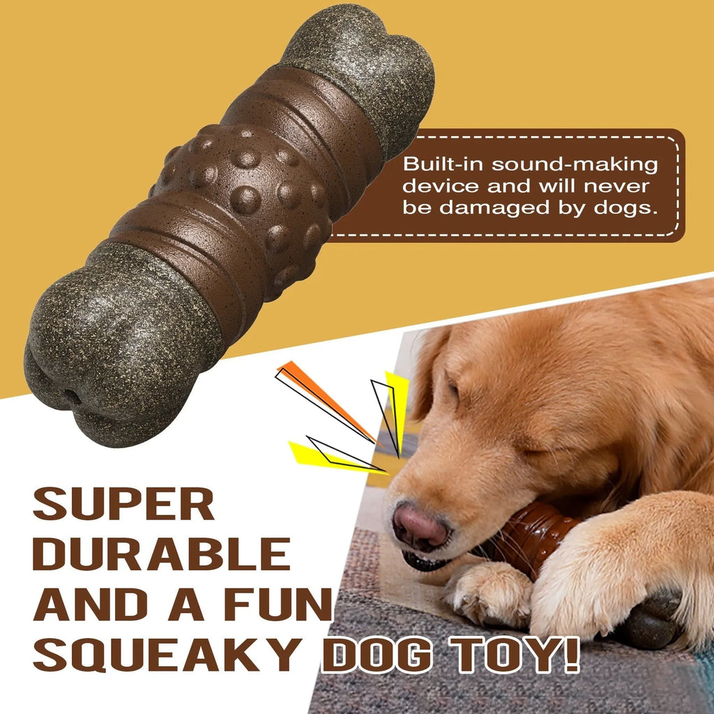 Wood colour plastic dog toothbrush toy with molar rod design for dental cleaning