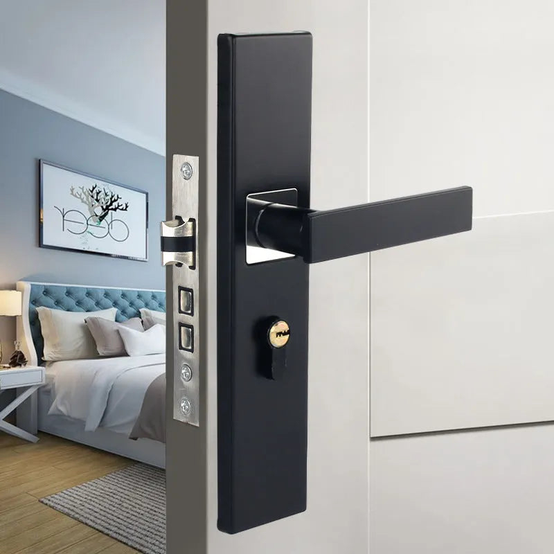 Aluminium alloy split magnetic door lock handle for timber doors in household indoor settings