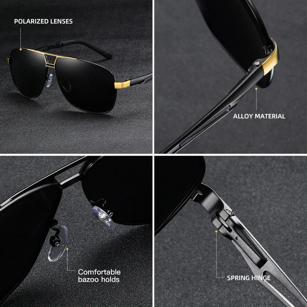 Men's orange red polarised aviator sunglasses with metal frame and TAC lenses.