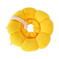 Cotton pet recovery collar in soft fabric with adjustable neck band and inner ring, sizes XS to L