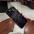 Frosted protective phone case for Apple iPhone with honeycomb pattern, shown in Moonlight Black colour.