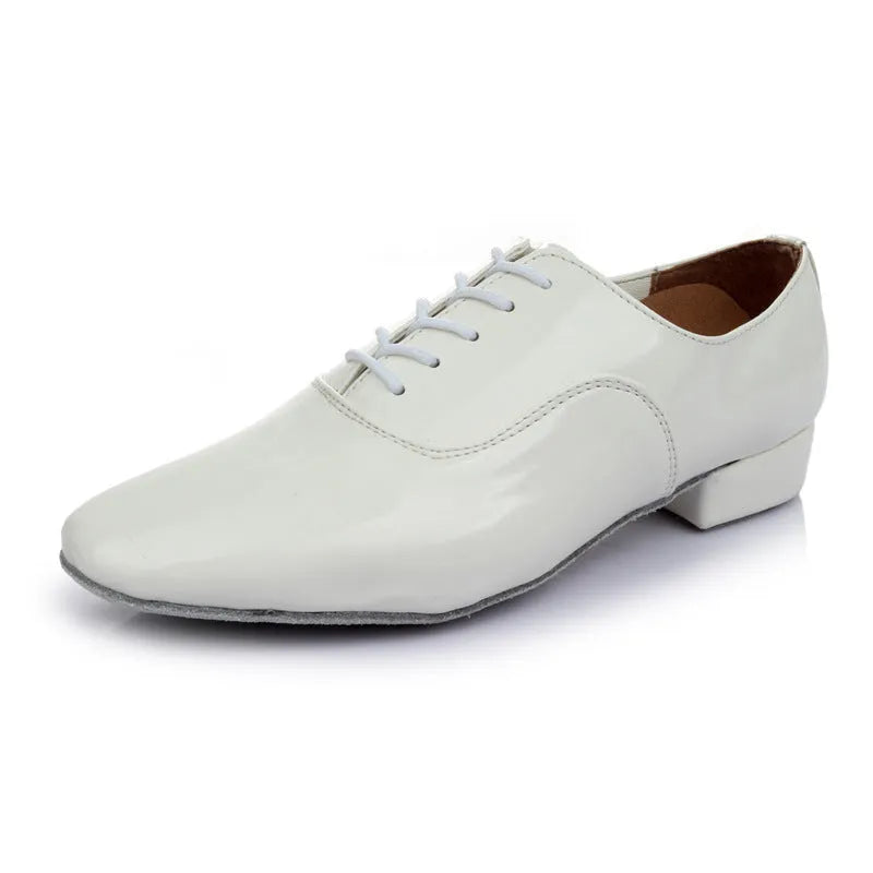 Men's black indoor dancing shoes with calf leather soles shown in sizes 38-45