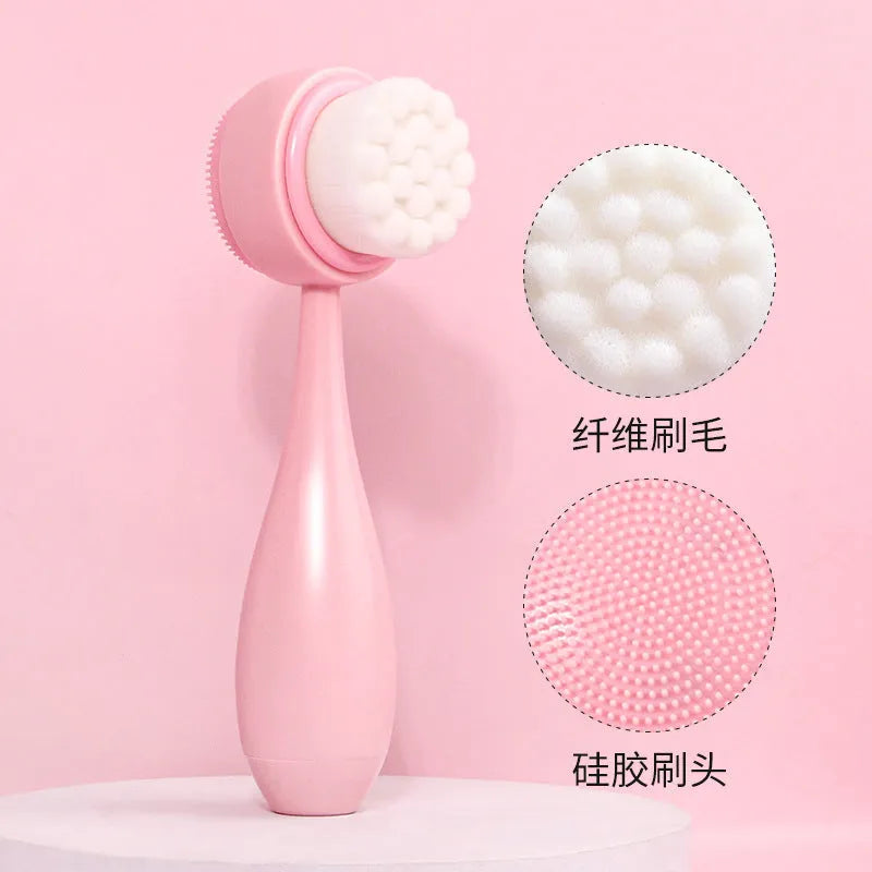 Facial brush and coral fleece hair band set in purple, grey, white or pink colour options