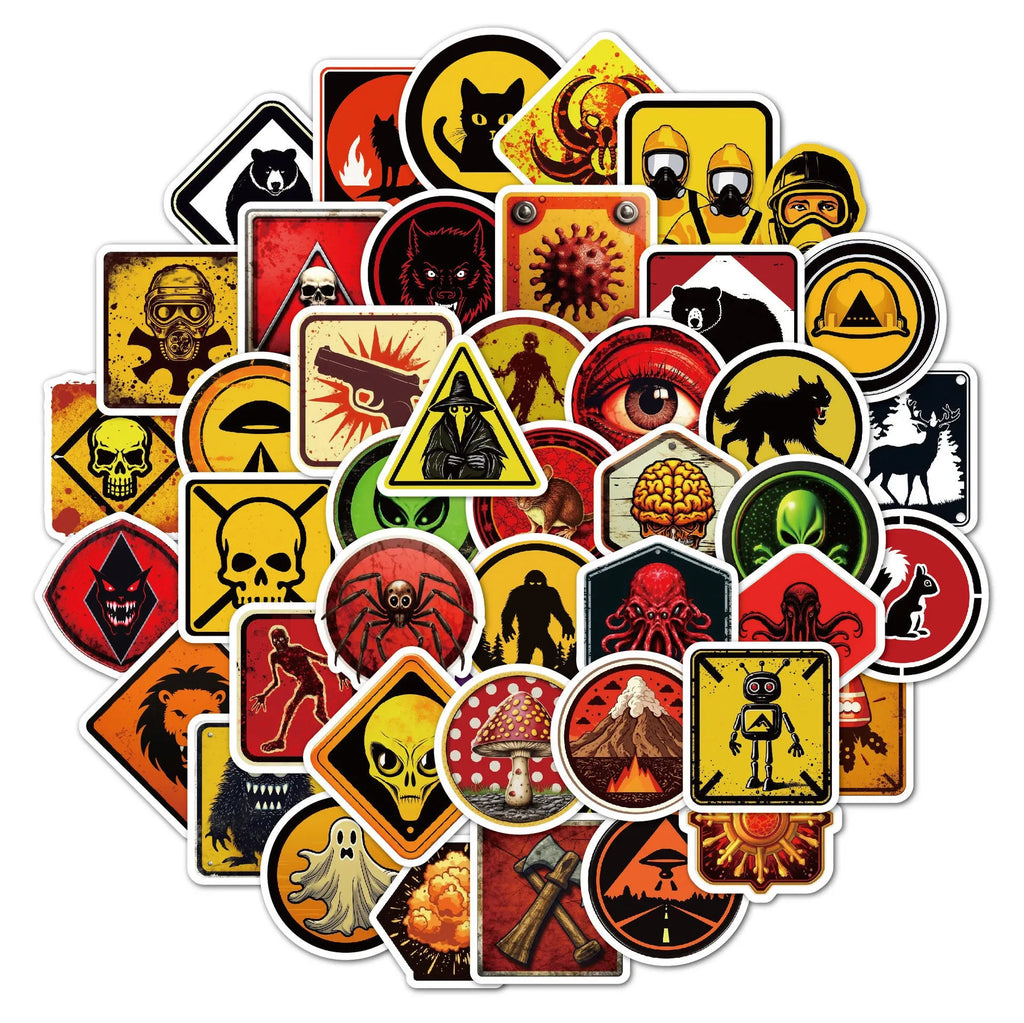 Waterproof personalised helmet stickers pack with warning slogans for motorcycle safety