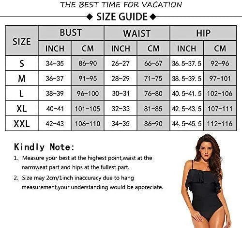 Black one-piece swimsuit with ruffled strap tube top design and solid color pattern for swimming