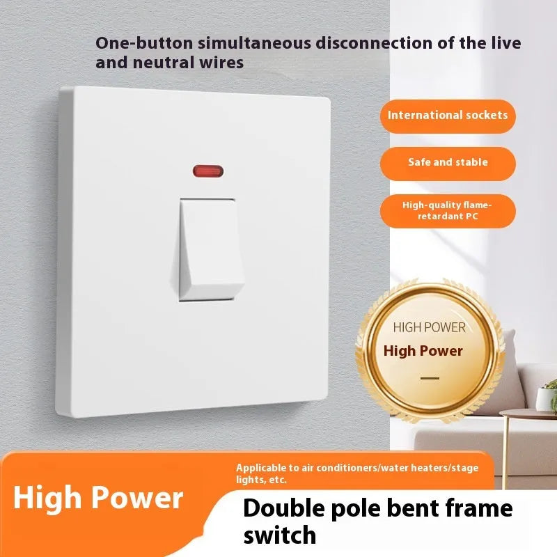 Curved rack electrical switch with illuminated panel for water heater and air conditioner control