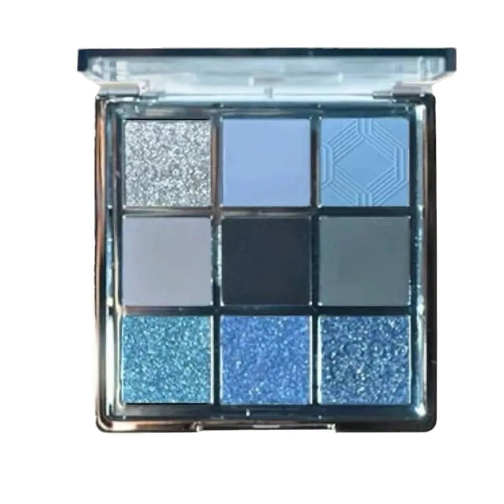 MUGELEEN 08 low saturation blue smoky eye shadow palette with nine matte shimmer colours