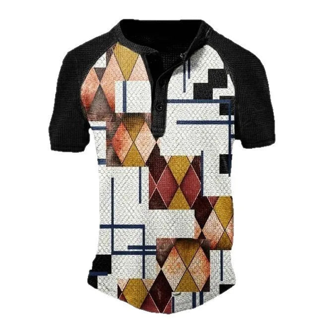 Men's polyester sport shirt with lapel button and short sleeves in various colours
