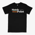 Men's black casual t-shirt with 3D digital print pattern, short sleeves and round neckline