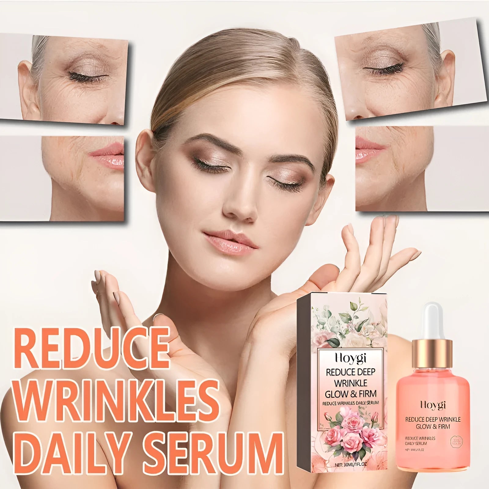 30ml rose essential oil serum in 3.8x3.8x8.6cm bottle for fine wrinkle smoothing