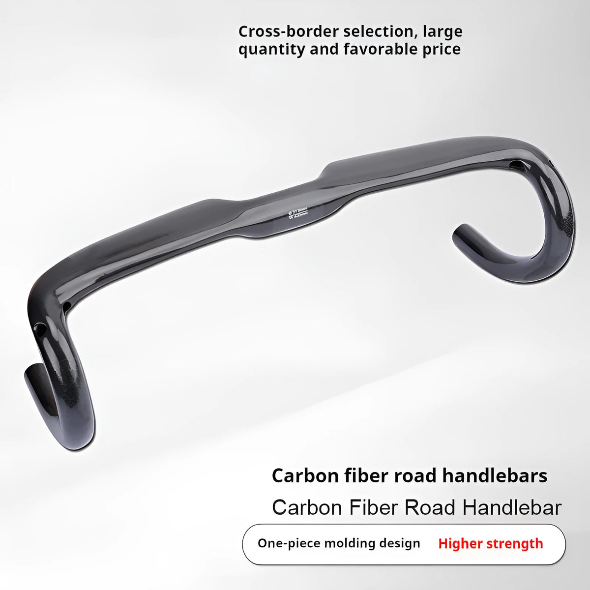 Carbon fiber road bicycle drop handlebar in Black Grey Silver, shown in UD Matte finish.
