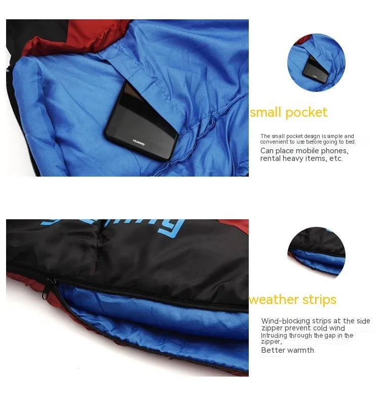 Outdoor mummy sleeping bag in army green colour with compression storage bag