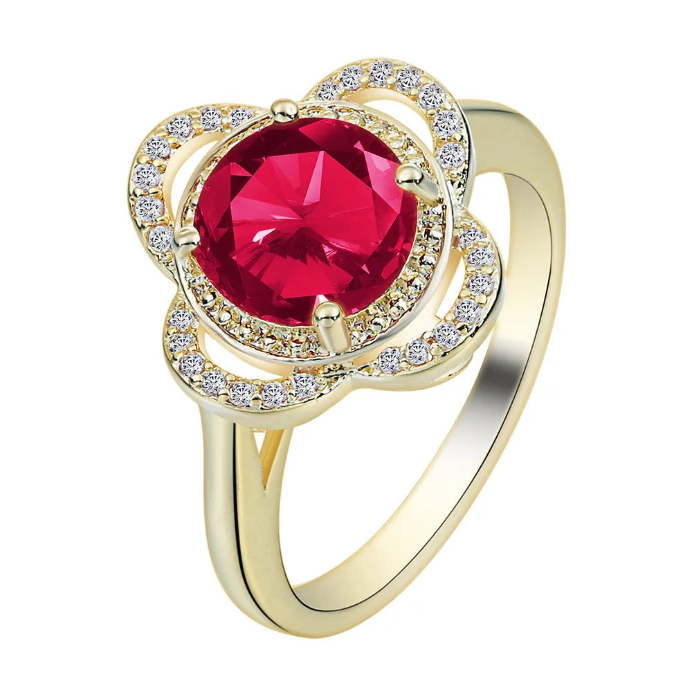 Copper fruit motif ring with inlaid zircon stone for men and women.