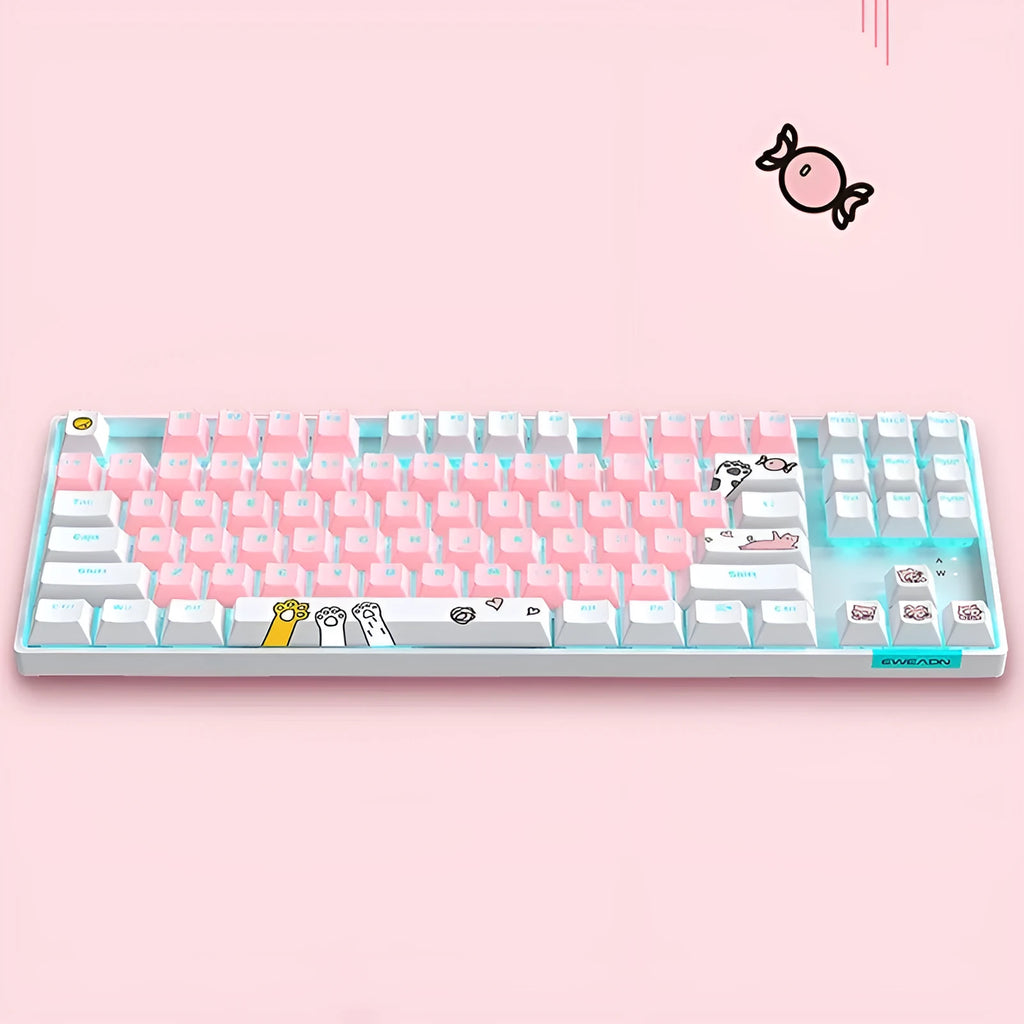 87 key green axis mechanical keyboard with metal panel, RGB light effect and two-colour key caps