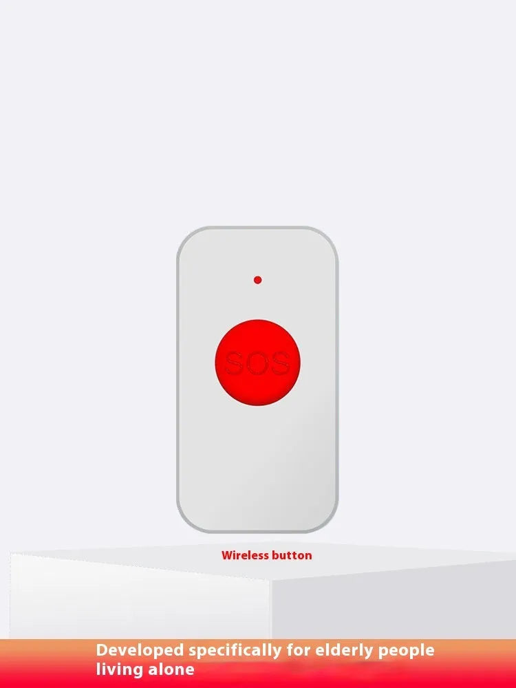 White one-click voice emergency alert device set including one buzzer and three emergency buttons for elderly safety