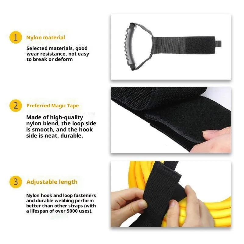 Portable heavy-duty nylon storage strap with Velcro handle, standard colour, S M L options