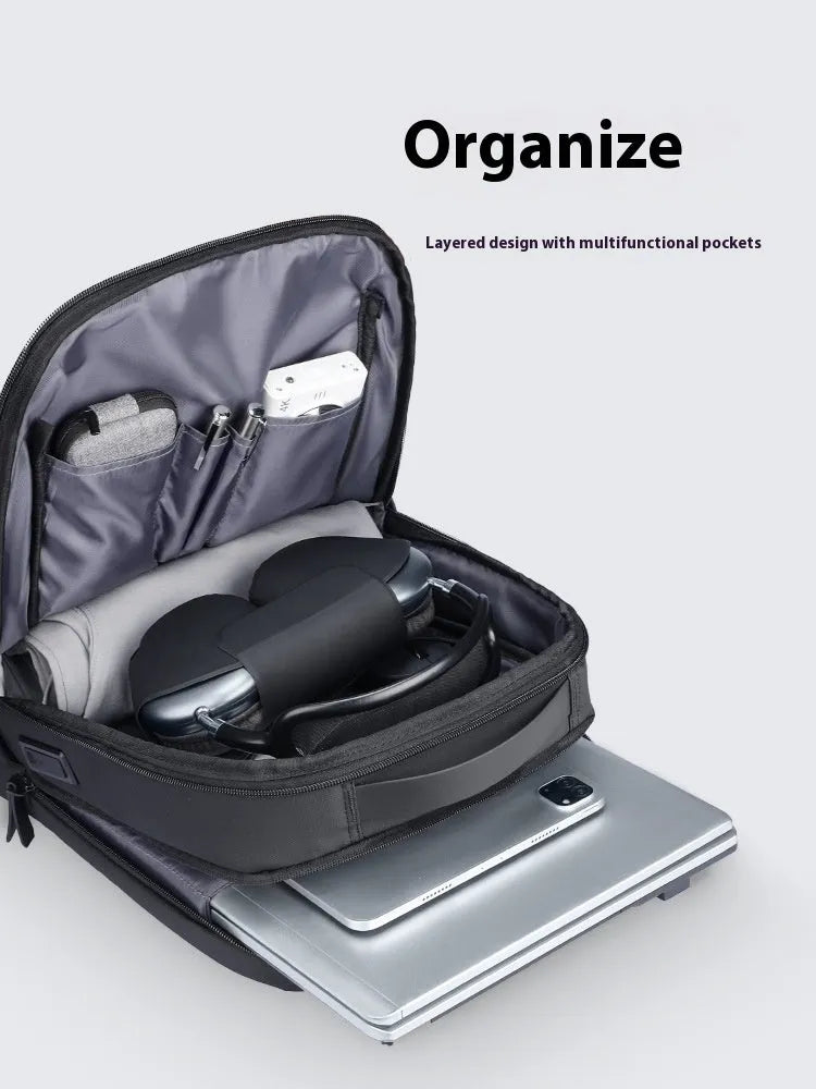 Graphite grey USB business backpack with Oxford cloth construction