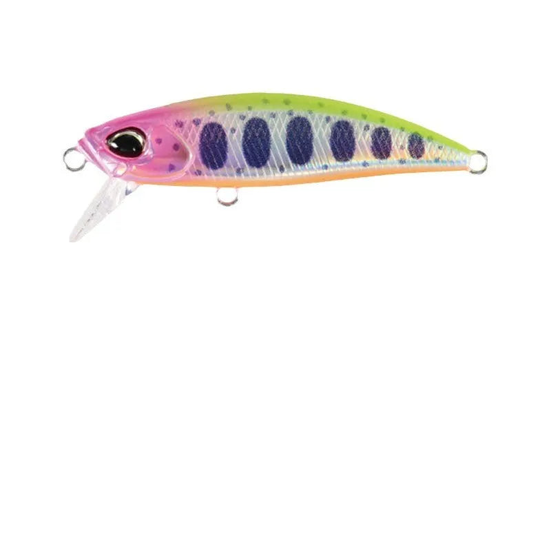 Japanese submerged mino fishing lure, 48mm long, in one of fourteen colour options A through N.