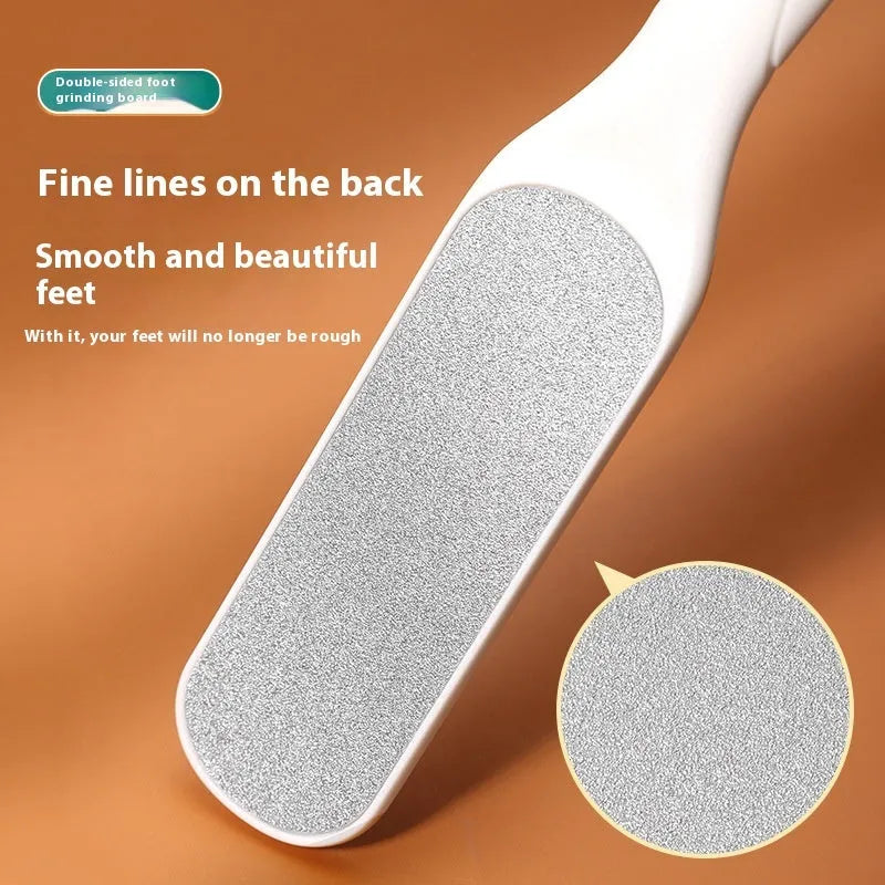 Double-sided stainless steel foot grinder with protective OPP storage bag for callus removal