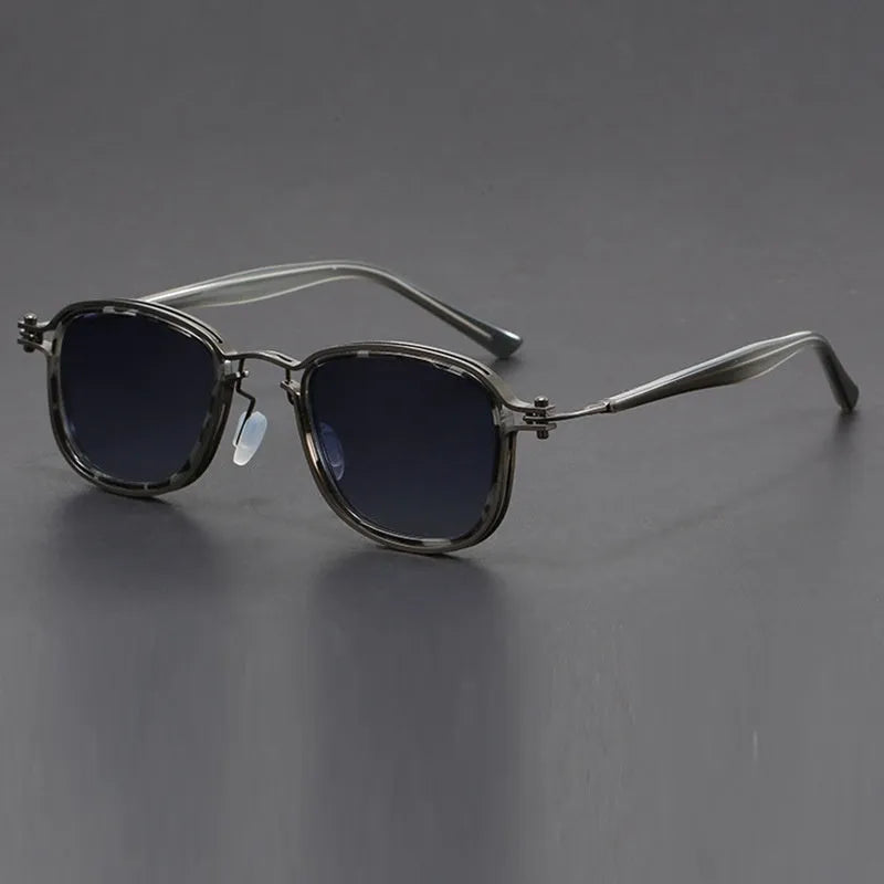 Retro square frame sunglasses with metal detailing in multiple colour options including black gold and hawksbill tea