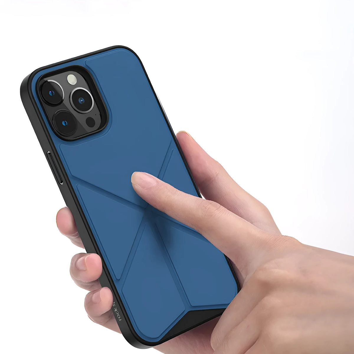 Clear iPhone 13 series TPU case with integrated kickstand in black colour option