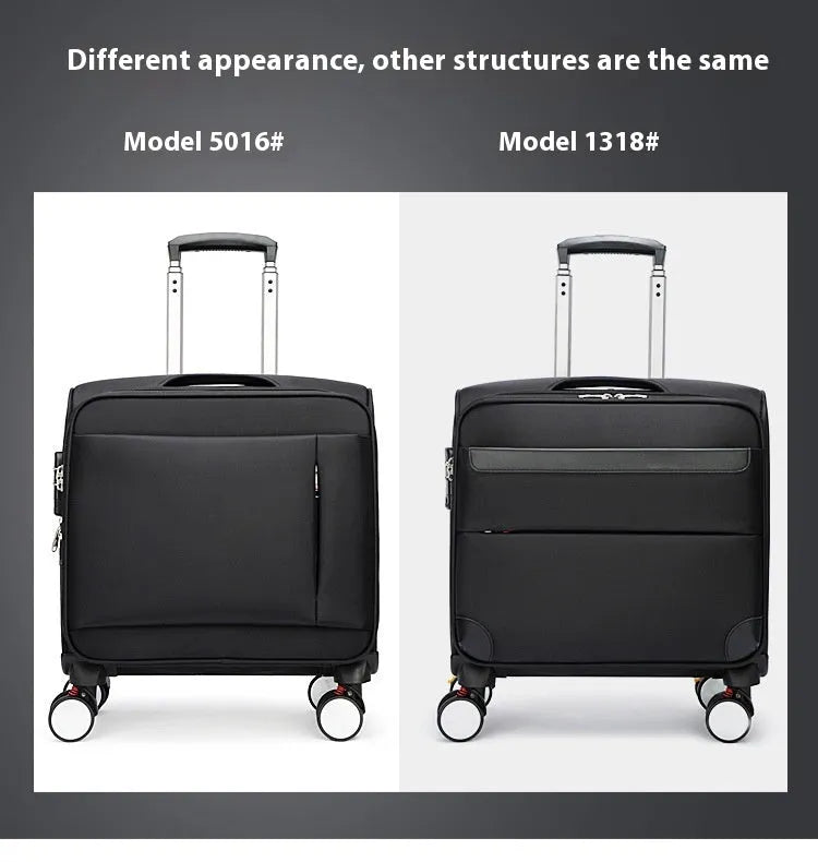 Black 18-inch Oxford cloth business cabin suitcase with retractable handle and universal wheels
