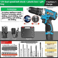 12V dual-speed impact pistol drill and electric screwdriver set in plastic storage case