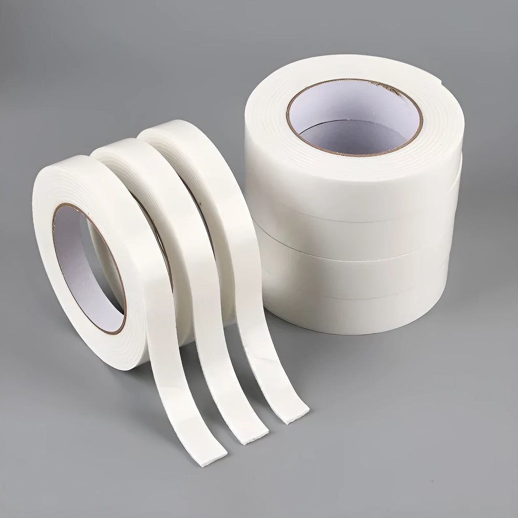 Foam double-sided adhesive tape 3mm thick with BOPP base, shown in 15mm, 18mm and 30mm width options