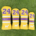 Yellow Ram golf headcover set with four wooden pole covers and square putter sleeve